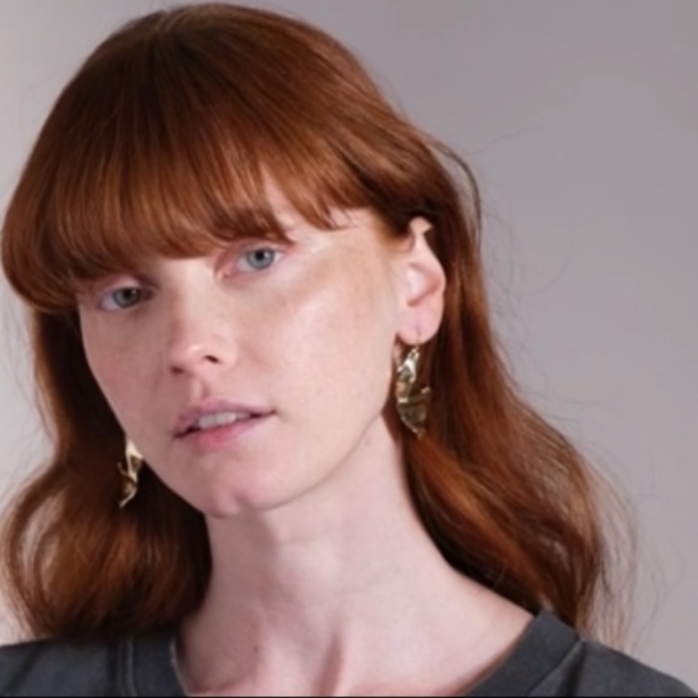 ALEXIS BITTAR • NEW Light weight Silver Draped Liquid Metal Leaf Drop Earrings - Picture 10 of 14